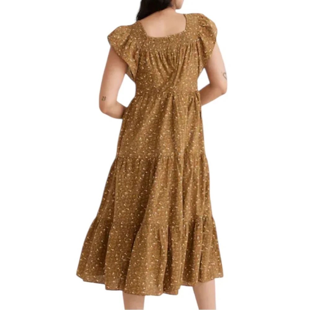 Madewell Ruffle-Sleeve Tiered Midi Dress in Daisy Stitch Size L - Belt included - Picture 2 of 14